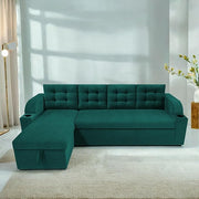 Casaliving Grance LHS 4 Seater Corner Sofa Cum Bed for Living Room with Storage (Blue Fabric) Premium Fabric Sofa