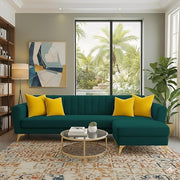 Casaliving Murdock 4 Seater L Shape Convertible Sofa Set for Living Room, 3 Seater & Ottoman Modular Sectional Couch for Small Space (Blue Colour) Fabric