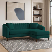 Casaliving Doraldo 4 Seater L Shape Convertible Sofa Set for Living Room, 3 Seater & Ottoman Modular Sectional Couch for Small Space (Black Blue Colour) Fabric