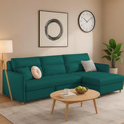 Casaliving Floster LHS 4 Seater L Shape Corner Sofa Cum Bed for Living Room (Cream Fabric) Premium Fabric Sofa