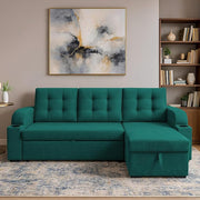 Casaliving Grance LHS 4 Seater Corner Sofa Cum Bed for Living Room with Storage (Blue Fabric) Premium Fabric Sofa