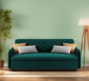 Casaliving Balbus 3 Seater Sofa Cum Bed for Living Room (Blue Fabric) Premium Fabric Sofa