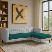 Casaliving Travis 4 Seater L Shape Convertible Sofa Set for Living Room, 3 Seater & Ottoman Modular Sectional Couch for Small Space (Blue Colour) Fabric