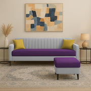 Casaliving Premium Conva Fabric 4 Seater L Shape Sofa Set 4 Seater Modern Sofa Set & Interchangeable Ottoman for Living Room (Blue Color Fabric)