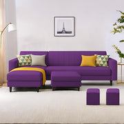 Casaliving Moris RHS 4 Seater L Shape Sofa Set for Living Room (Black) Premium Fabric Sofa Set for Living Room