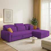 Casaliving Gagnon LHS 4 Seater L Shape Corner Sofa Cum Bed for Living Room (Blue Fabric) Premium Fabric Sofa