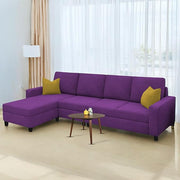 Casaliving Gerio 6 Seater LHS L Shape Sofa Set for Living Room (Blue Fabric) Premium Fabric Sofa