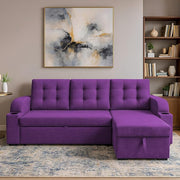 Casaliving Grance LHS 4 Seater Corner Sofa Cum Bed for Living Room with Storage (Blue Fabric) Premium Fabric Sofa