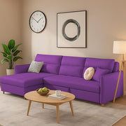 Casaliving Floster LHS 4 Seater L Shape Corner Sofa Cum Bed for Living Room (Cream Fabric) Premium Fabric Sofa