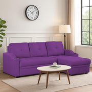 Casaliving Ravonna LHS 4 Seater L Shape Corner Sofa Cum Bed for Living Room (Blue Fabric) Premium Fabric Sofa