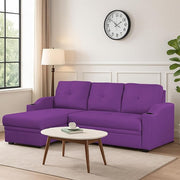 Casaliving Ravonna LHS 4 Seater L Shape Corner Sofa Cum Bed for Living Room (Blue Fabric) Premium Fabric Sofa