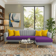 Casaliving Murdock 4 Seater L Shape Convertible Sofa Set for Living Room, 3 Seater & Ottoman Modular Sectional Couch for Small Space (Blue Colour) Fabric