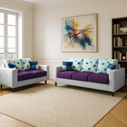 Casaliving Rolando 3 + 2 + 1 Seater Sofa Set for Living Room (Blue Grey Colour Fabric) Premium Fabric Sofa Set