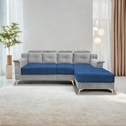 Casaliving Snowy LHS 6 Seater L Shape Sofa Set for Living Room (Blue Colour) Premium Fabric Sofa
