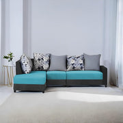 Casaliving James RHS 6 Seater L Shape Sofa Set for Living Room (Turquise Black Colour) Premium Fabric Sofa