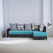 Casaliving James RHS 6 Seater L Shape Sofa Set for Living Room (Turquise Black Colour) Premium Fabric Sofa