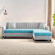 Casaliving Garcia L Shape Sofa Set for Living Room Premium Fabric Sofa (4 Seater LHS, Blue)