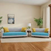 Casaliving Dominic 3 + 2 Seater Sofa Set for Living Room (Blue) Premium Fabric Sofa