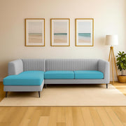 Casaliving Markfest LHS 6 Seater L Shape Sofa Set for Living Room (Blue Colour) Premium Fabric Sofa Set