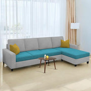 Casaliving Gerio 6 Seater LHS L Shape Sofa Set for Living Room (Blue Fabric) Premium Fabric Sofa
