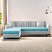 Casaliving Garcia L Shape Sofa Set for Living Room Premium Fabric Sofa (4 Seater LHS, Blue)