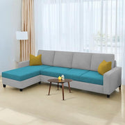 Casaliving Gerio 6 Seater LHS L Shape Sofa Set for Living Room (Blue Fabric) Premium Fabric Sofa