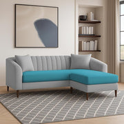 Casaliving Doraldo 4 Seater L Shape Convertible Sofa Set for Living Room, 3 Seater & Ottoman Modular Sectional Couch for Small Space (Black Blue Colour) Fabric