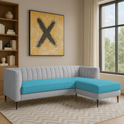 Casaliving Travis 4 Seater L Shape Convertible Sofa Set for Living Room, 3 Seater & Ottoman Modular Sectional Couch for Small Space (Blue Colour) Fabric