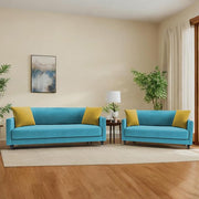 Casaliving Dominic 3 + 2 Seater Sofa Set for Living Room (Blue) Premium Fabric Sofa