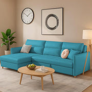 Casaliving Floster LHS 4 Seater L Shape Corner Sofa Cum Bed for Living Room (Cream Fabric) Premium Fabric Sofa