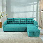 Casaliving Grance LHS 4 Seater Corner Sofa Cum Bed for Living Room with Storage (Blue Fabric) Premium Fabric Sofa