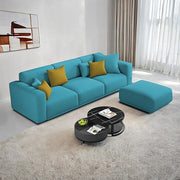 Casaliving Crypton 3 Seater Sofa Set with Center Table for Living Room (Blue Colour) Premium Fabric Sofa