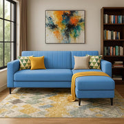 Casaliving Moris RHS 4 Seater L Shape Sofa Set for Living Room (Black) Premium Fabric Sofa Set for Living Room