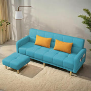 Casaliving Melfoy 3 Seater Sofa Cum Bed for Living Room with Ottomon (Blue Fabric) Premium Fabric Sofa