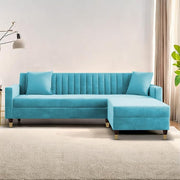 Casaliving Garcia L Shape Sofa Set for Living Room Premium Fabric Sofa (4 Seater LHS, Blue)