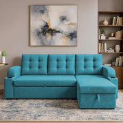 Casaliving Grance LHS 4 Seater Corner Sofa Cum Bed for Living Room with Storage (Blue Fabric) Premium Fabric Sofa