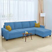Casaliving Gerio 6 Seater LHS L Shape Sofa Set for Living Room (Blue Fabric) Premium Fabric Sofa