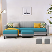 Casaliving Moris RHS 4 Seater L Shape Sofa Set for Living Room (Black) Premium Fabric Sofa Set for Living Room