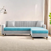 Casaliving Garcia 5 Seater L Shape Convertible Sofa Set for Living Room, 5 Seater & Ottoman Modular Sectional Couch for Small Space (Black Colour) Fabric