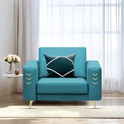 Casaliving Falco 1 Seater Sofa Set for Living Room (Blue Grey Fabric) Premium Fabric Sofa