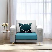 Casaliving Falco 1 Seater Sofa Set for Living Room (Blue Grey Fabric) Premium Fabric Sofa