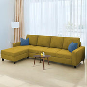 Casaliving Gerio 6 Seater LHS L Shape Sofa Set for Living Room (Blue Fabric) Premium Fabric Sofa