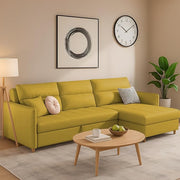 Casaliving Floster LHS 4 Seater L Shape Corner Sofa Cum Bed for Living Room (Cream Fabric) Premium Fabric Sofa