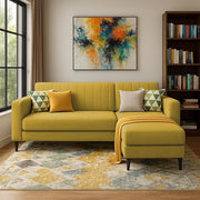 Casaliving Moris RHS 4 Seater L Shape Sofa Set for Living Room (Black) Premium Fabric Sofa Set for Living Room