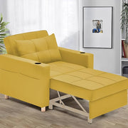 Casaliving Treshta Single Seater Sofa Cum Bed Sofa Set for Living Room (Blue Fabric -Colour Fabric) Premium Fabric Sofa Set