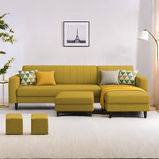 Casaliving Moris RHS 4 Seater L Shape Sofa Set for Living Room (Black) Premium Fabric Sofa Set for Living Room