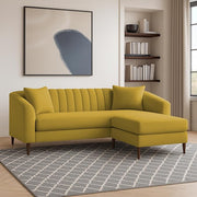 Casaliving Doraldo 4 Seater L Shape Convertible Sofa Set for Living Room, 3 Seater & Ottoman Modular Sectional Couch for Small Space (Black Blue Colour) Fabric