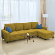 Casaliving Gerio 6 Seater LHS L Shape Sofa Set for Living Room (Blue Fabric) Premium Fabric Sofa