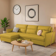 Casaliving Floster LHS 4 Seater L Shape Corner Sofa Cum Bed for Living Room (Cream Fabric) Premium Fabric Sofa