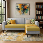 Casaliving Moris RHS 4 Seater L Shape Sofa Set for Living Room (Black) Premium Fabric Sofa Set for Living Room